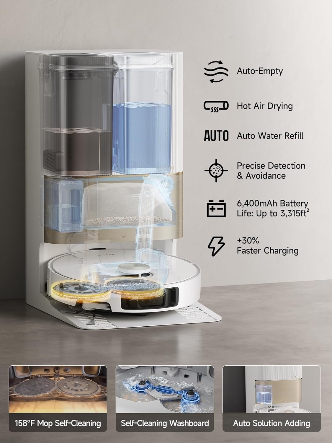 dreame x40 ultra robot vacuum with 12,000pa suction, liftable mop, self cleaning & auto empty dreame x40 ultra robot vacuum with 12,000pa suction, liftable mop, self cleaning & auto empty