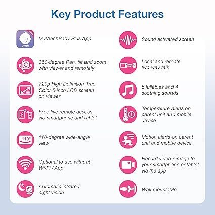vtech vm901 smart wifi baby monitor with 1080p fhd camera and 5″ hd ips display, free app, remote pan tilt zoom, night vision, motion detection alerts vtech vm901 smart wifi baby monitor with 1080p fhd camera and 5″ hd ips display, free app, remote pan tilt zoom, night vision, motion detection alerts
