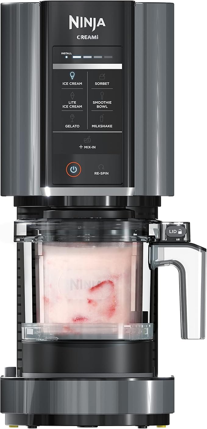 ninja nc301 creami ice cream maker for gelato mix ins milkshakes sorbet smoothie bowls & more 7 one touch programs with 2 pint containers & lids compact size silver ninja nc301 creami ice cream maker for gelato mix ins milkshakes sorbet smoothie bowls & more 7 one touch programs with 2 pint containers & lids compact size silver