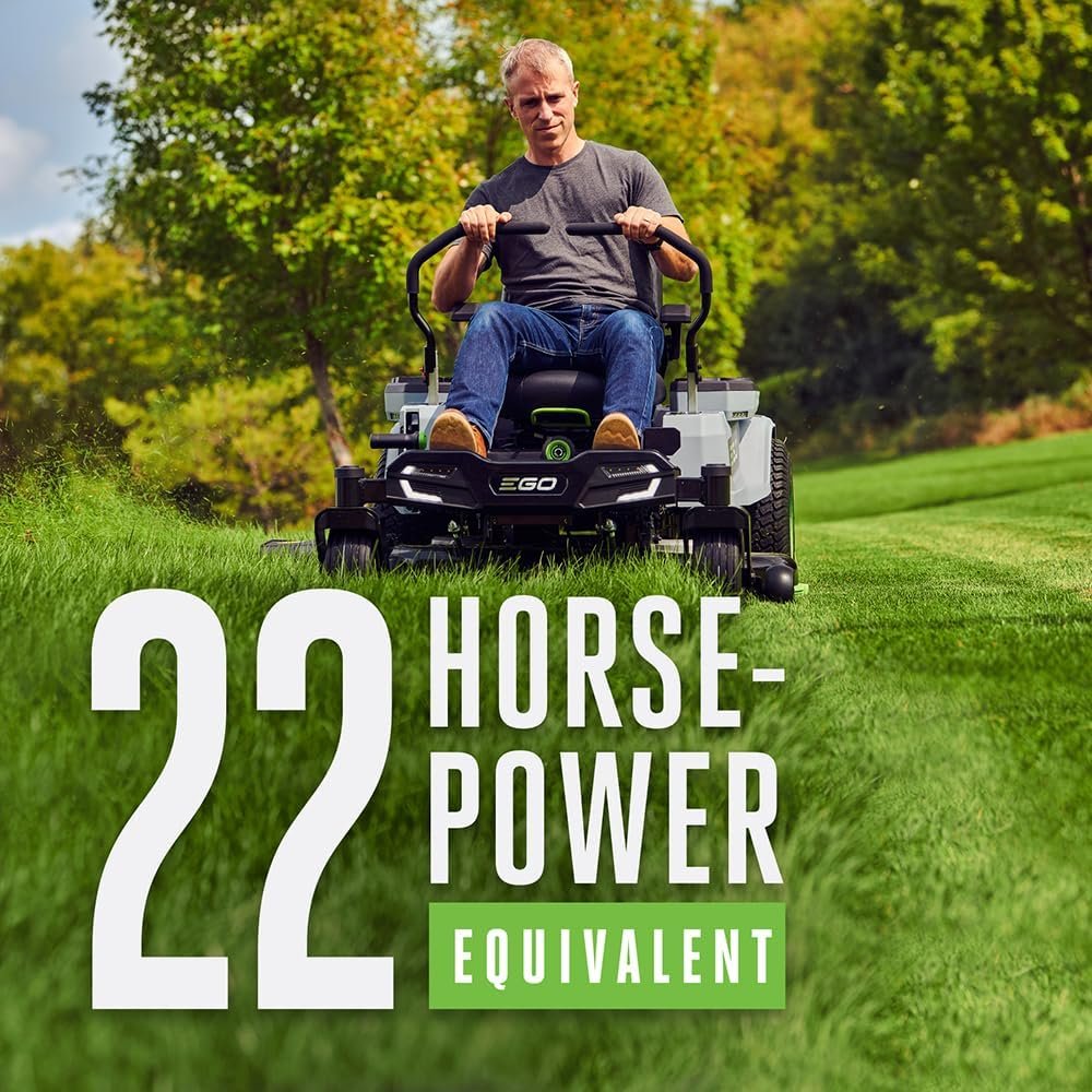 ego power+ electric riding lawn mower, 42″ deck with zero turn radius, includes (4) 56v 10.0ah batteries and charger zt4204l ego power+ electric riding lawn mower, 42″ deck with zero turn radius, includes (4) 56v 10.0ah batteries and charger zt4204l