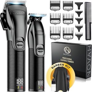 novah® professional hair clippers for men, professional barber clippers and trimmer set, mens cordless hair clipper for barbers haircut kit fade