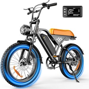 electric bike for adults, 750–1000w, 60 mile range, 20mph, 20″/26″ tires, mountain & commuting