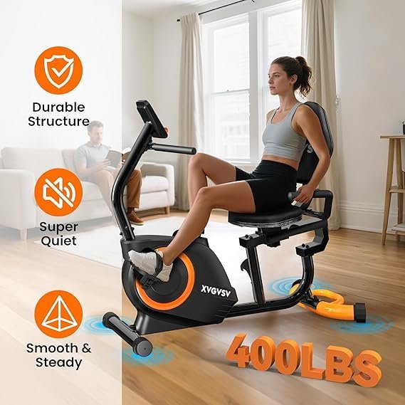 recumbent exercise bike for home use, quiet recumbent stationary bikes for adults & seniors, 16 level resistance, adjustable seat, supports 400lb, pulse sensors & lcd display recumbent exercise bike for home use, quiet recumbent stationary bikes for adults & seniors, 16 level resistance, adjustable seat, supports 400lb, pulse sensors & lcd display