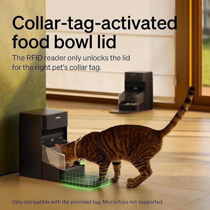 petlibro rfid automatic cat feeder, collar sensor for personalized meals, cats recognition, diet tracking and anti stealing for multi pets homes and different diets, wi fi programmable food dispenser petlibro rfid automatic cat feeder, collar sensor for personalized meals, cats recognition, diet tracking and anti stealing for multi pets homes and different diets, wi fi programmable food dispenser