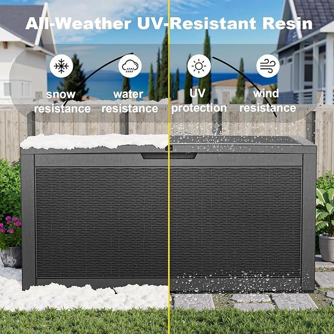 patiozen 100 gallon resin deck box, lockable patio outdoor storage box for furniture, garden tools and tools storage, waterproof outside storage boxes – black patiozen 100 gallon resin deck box, lockable patio outdoor storage box for furniture, garden tools and tools storage, waterproof outside storage boxes – black