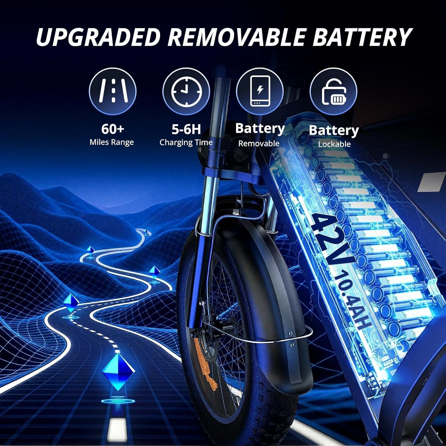 electric bike for adults, 750–1000w, 60 mile range, 20mph, 20″/26″ tires, mountain & commuting electric bike for adults, 750–1000w, 60 mile range, 20mph, 20″/26″ tires, mountain & commuting