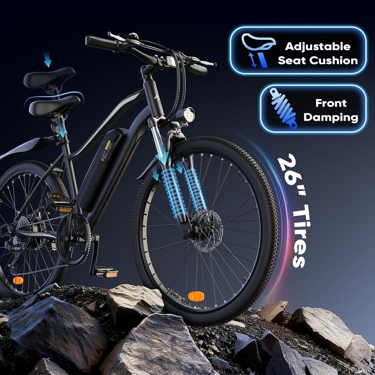 electric bike for adults, 750–1000w, 60 mile range, 20mph, 20″/26″ tires, mountain & commuting electric bike for adults, 750–1000w, 60 mile range, 20mph, 20″/26″ tires, mountain & commuting