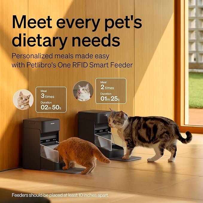 petlibro rfid automatic cat feeder, collar sensor for personalized meals, cats recognition, diet tracking and anti stealing for multi pets homes and different diets, wi fi programmable food dispenser petlibro rfid automatic cat feeder, collar sensor for personalized meals, cats recognition, diet tracking and anti stealing for multi pets homes and different diets, wi fi programmable food dispenser