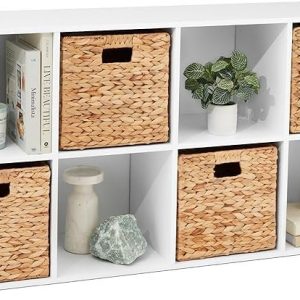 best choice products 8 cube storage organizer, 11in shelf opening, bookcase, display shelf, customizable w/ 3 removable back panels – white