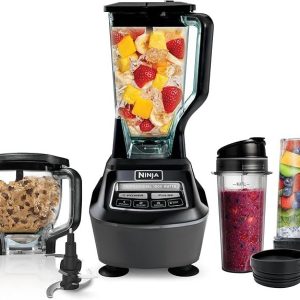 ninja kitchen system | all in one food processor & blender for smoothies | includes pitcher, (2) 16 oz. to go cups & 8 cup bowl | makes salsa, dough, shakes, & frozen drinks | 1500w | black | bl770