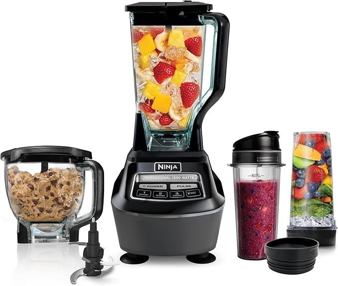 ninja kitchen system | all in one food processor & blender for smoothies | includes pitcher, (2) 16 oz. to go cups & 8 cup bowl | makes salsa, dough, shakes, & frozen drinks | 1500w | black | bl770 ninja kitchen system | all in one food processor & blender for smoothies | includes pitcher, (2) 16 oz. to go cups & 8 cup bowl | makes salsa, dough, shakes, & frozen drinks | 1500w | black | bl770