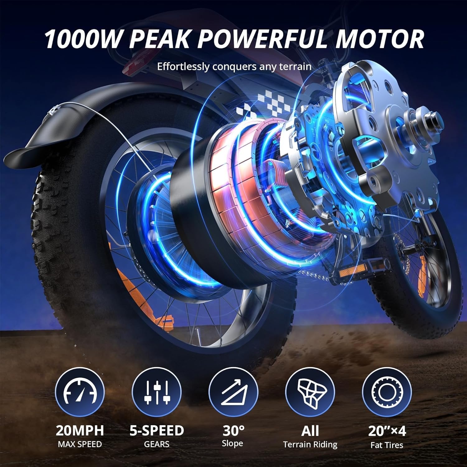 electric bike for adults, 750–1000w, 60 mile range, 20mph, 20″/26″ tires, mountain & commuting electric bike for adults, 750–1000w, 60 mile range, 20mph, 20″/26″ tires, mountain & commuting