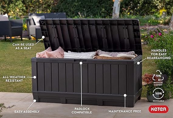 patiozen 100 gallon resin deck box, lockable patio outdoor storage box for furniture, garden tools and tools storage, waterproof outside storage boxes – black patiozen 100 gallon resin deck box, lockable patio outdoor storage box for furniture, garden tools and tools storage, waterproof outside storage boxes – black