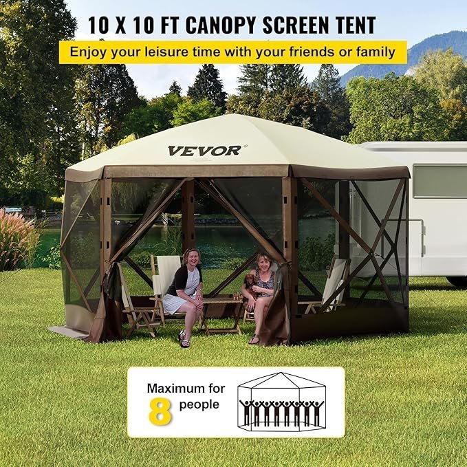 vevor pop up gazebo screen tent, pop up instant gazebo tents with mosquito netting outdoor canopy, 6 sided sun shelter 10x10ft with 6 removable wind cloths & 2 mesh windows, pavilion tent for patio vevor pop up gazebo screen tent, pop up instant gazebo tents with mosquito netting outdoor canopy, 6 sided sun shelter 10x10ft with 6 removable wind cloths & 2 mesh windows, pavilion tent for patio