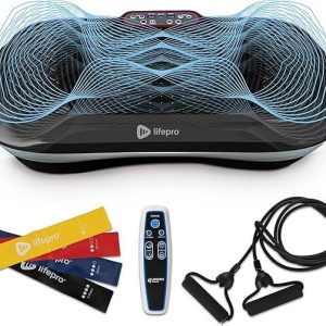 lifepro waver vibration plate exercise machine for lymphatic drainage, muscle activation, full body workout vibrating platform with loop bands, fitness equipment for strength toning & fat loss