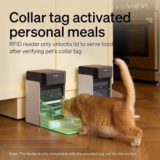 petlibro rfid automatic cat feeder, collar tag activated personalized meals, 5g&2.4g wi fi programmable cat food dispenser with cats recognition & diet tracking for multi pet homes and different diets petlibro rfid automatic cat feeder, collar tag activated personalized meals, 5g&2.4g wi fi programmable cat food dispenser with cats recognition & diet tracking for multi pet homes and different diets