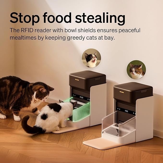 petlibro rfid automatic cat feeder, collar tag activated personalized meals, 5g&2.4g wi fi programmable cat food dispenser with cats recognition & diet tracking for multi pet homes and different diets petlibro rfid automatic cat feeder, collar tag activated personalized meals, 5g&2.4g wi fi programmable cat food dispenser with cats recognition & diet tracking for multi pet homes and different diets