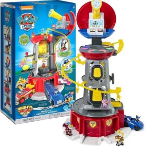 paw patrol, mighty lookout tower with 4 exclusive bonus action figures, toy car, lights and sounds (amazon exclusive), kids toys for ages 3 and up