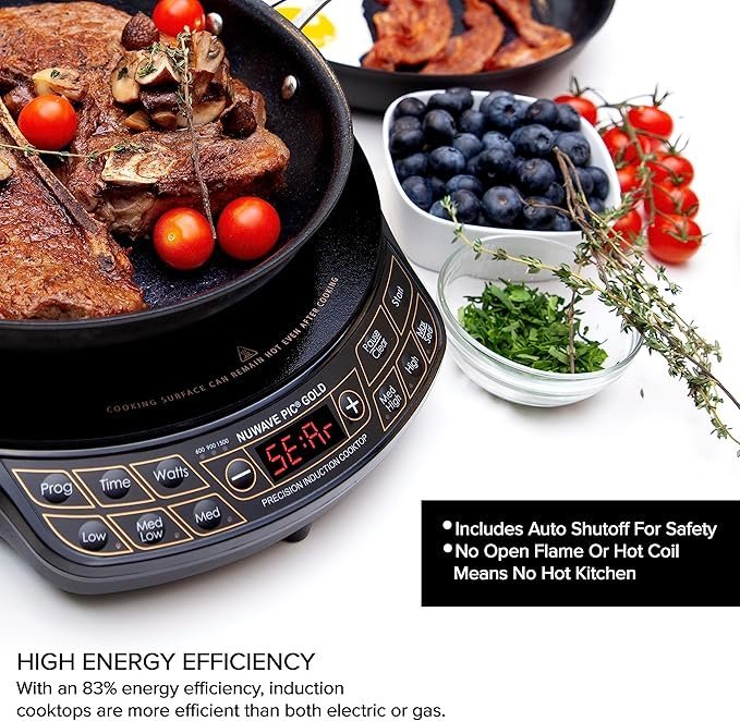 nuwave precision induction cooktop gold, 12” shatter proof ceramic glass surface, large 8” heating coil, portable, 51temp settings 100°f to 575°f, 3 wattage settings 600, 900, and 1500 watts nuwave precision induction cooktop gold, 12” shatter proof ceramic glass surface, large 8” heating coil, portable, 51temp settings 100°f to 575°f, 3 wattage settings 600, 900, and 1500 watts