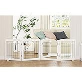 pawland extra wide dog gate for the house, doorway, stairs, dog fences indoor, freestanding foldable wooden pet gates for dogs, set of support feet included, 96 in wide 30 in tall, 4 panels white pawland extra wide dog gate for the house, doorway, stairs, dog fences indoor, freestanding foldable wooden pet gates for dogs, set of support feet included, 96 in wide 30 in tall, 4 panels white