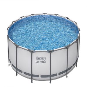 bestway steel pro max 10 foot x 30 inch round metal frame above ground outdoor backyard swimming pool set with 330 gph filter pump