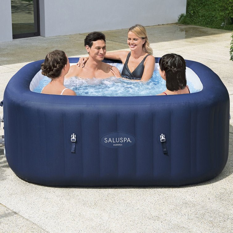bestway saluspa hawaii airjet inflatable hot tub with energysense cover, blue bestway saluspa hawaii airjet inflatable hot tub with energysense cover, blue