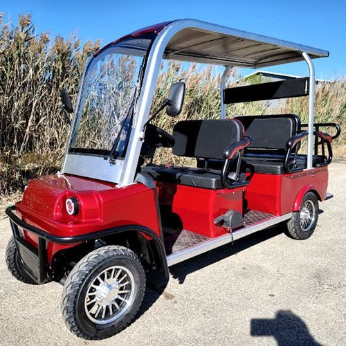 6 seater electric golf cart limo lsv low speed vehicle six passenger – 60v skyline transporter – red 6 seater electric golf cart limo lsv low speed vehicle six passenger – 60v skyline transporter – red