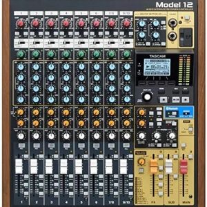 tascam model 12 all in one 12 track digital multitrack mixings and recording studio, mixer, usb audio interface and daw controllers