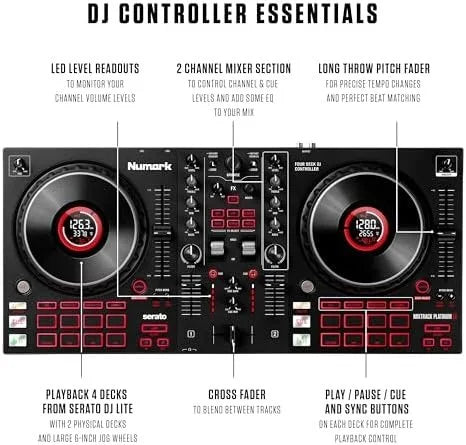 numark mixtrack platinum fx serato dj controllers with jog wheel displays, 4 decks, mixers, effects paddles and (audio interface) numark mixtrack platinum fx serato dj controllers with jog wheel displays, 4 decks, mixers, effects paddles and (audio interface)