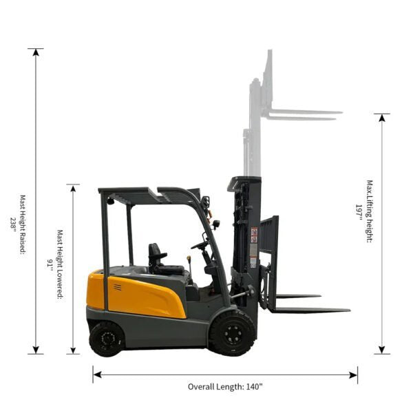 electric forklift | lead acid battery | 6600 lbs. capacity | lift height 197” | apollolift a 4014 electric forklift | lead acid battery | 6600 lbs. capacity | lift height 197” | apollolift a 4014