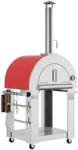 empava pizza oven with open shelf and wheels for outdoor kitchen, wood fire for grill & camping backyard party in stainless steel, 38.6 inch, italian red empava pizza oven with open shelf and wheels for outdoor kitchen, wood fire for grill & camping backyard party in stainless steel, 38.6 inch, italian red