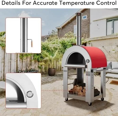empava pizza oven with open shelf and wheels for outdoor kitchen, wood fire for grill & camping backyard party in stainless steel, 38.6 inch, italian red empava pizza oven with open shelf and wheels for outdoor kitchen, wood fire for grill & camping backyard party in stainless steel, 38.6 inch, italian red