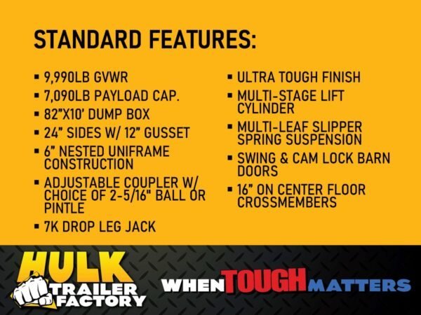 9,990# gvwr ultra low pro 12′ dump trailer w/ contractor package 9,990# gvwr ultra low pro 12′ dump trailer w/ contractor package