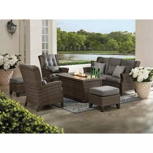 newcastle 6 piece patio deep seating set with fire pit – smoke – member’s mark