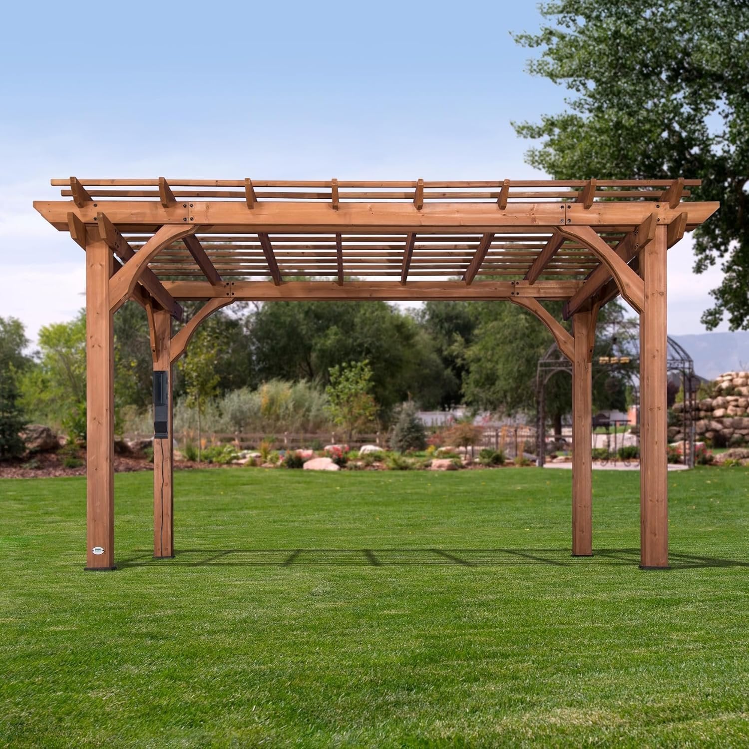10 ft. x 14 ft. traditional all cedar wood outdoor patio pergola shade structure 10 ft. x 14 ft. traditional all cedar wood outdoor patio pergola shade structure