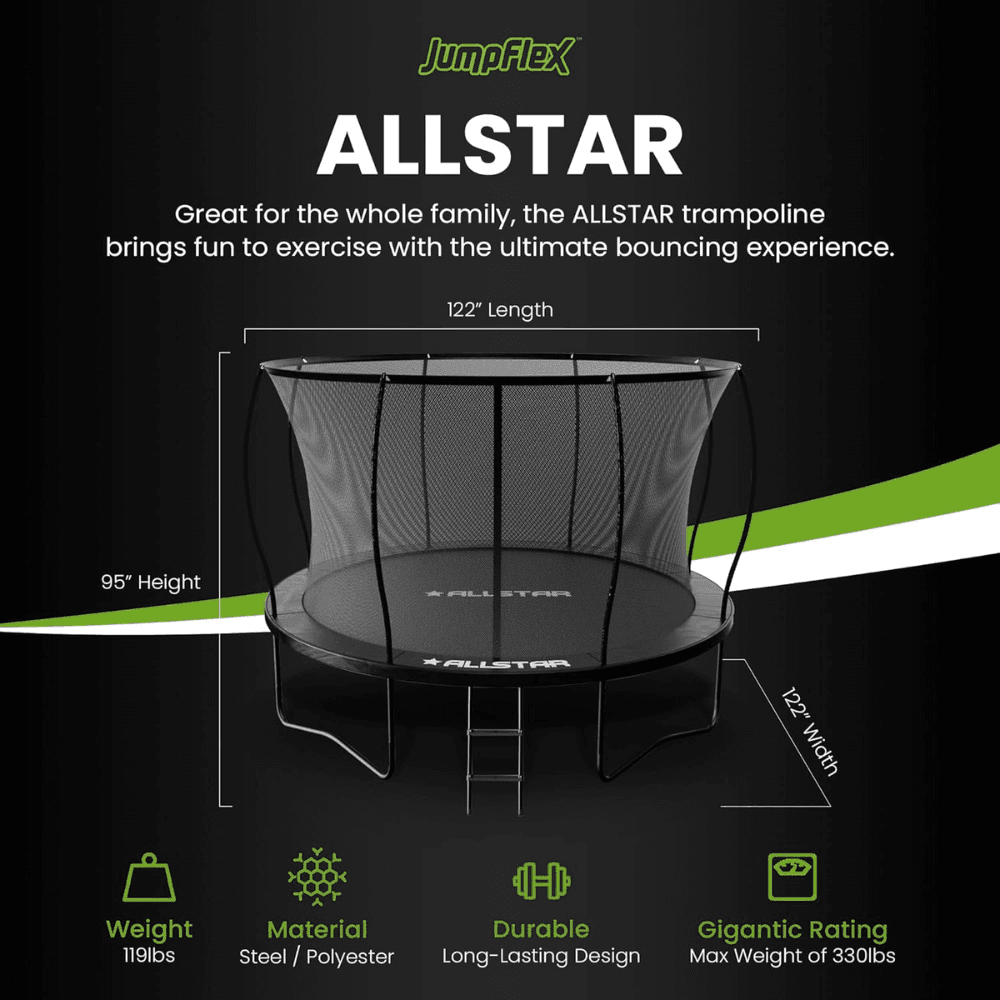 allstar 10 trampoline outdoor backyard play equipment with net & ladder allstar 10 trampoline outdoor backyard play equipment with net & ladder