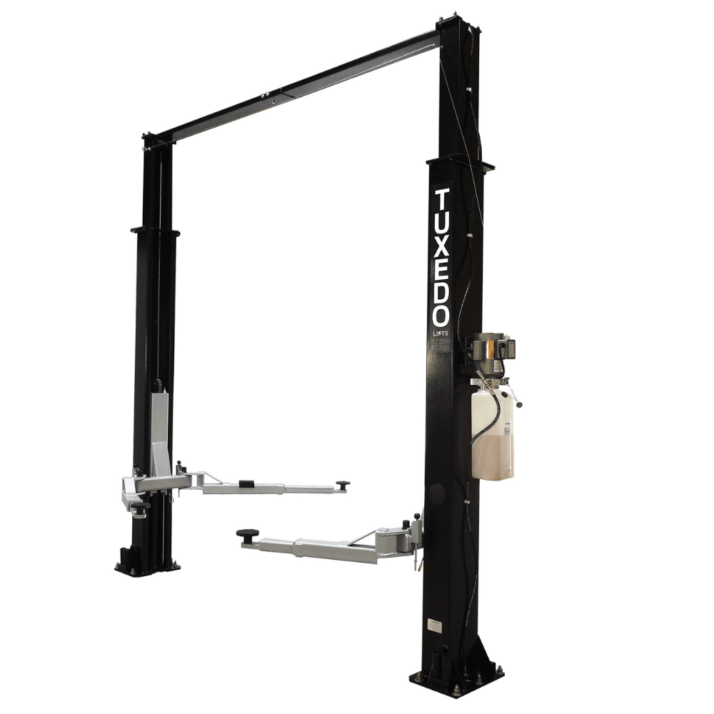 asymmetric 2 post car lift clear floor 9,000 lbs. capacity heavy duty in black asymmetric 2 post car lift clear floor 9,000 lbs. capacity heavy duty in black