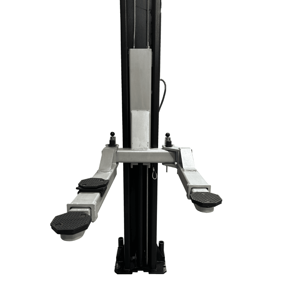 asymmetric 2 post car lift clear floor 9,000 lbs. capacity heavy duty in black asymmetric 2 post car lift clear floor 9,000 lbs. capacity heavy duty in black
