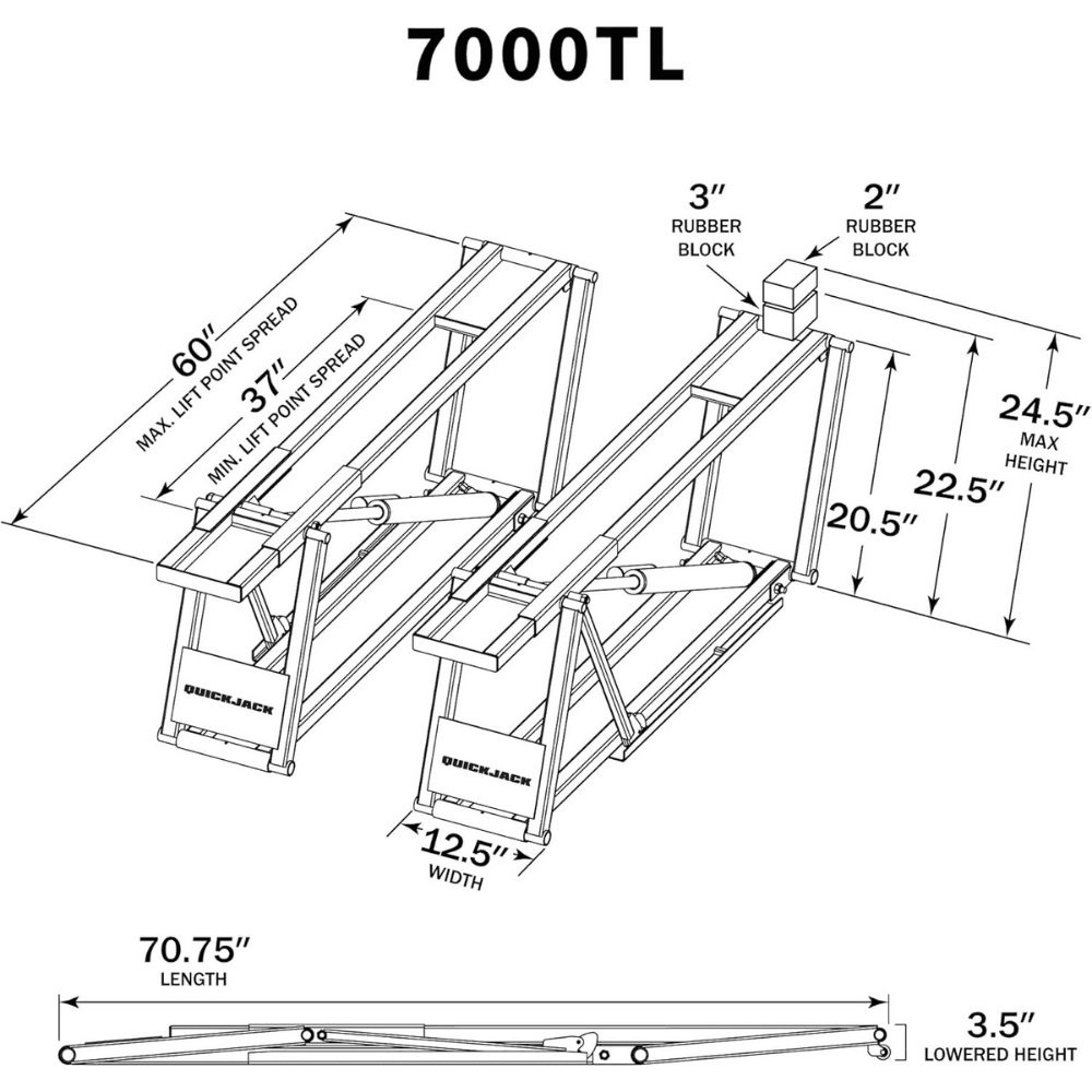 quickjack 7000tlx extended length portable lift – 7,000 lbs capacity quickjack 7000tlx extended length portable lift – 7,000 lbs capacity