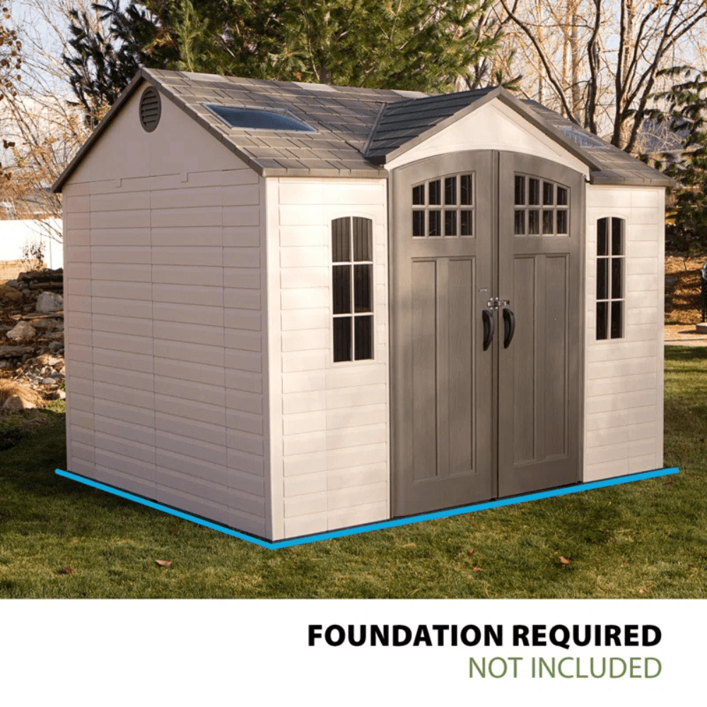 lifetime 10 ft. x 8 ft. high density polyethylene (plastic) outdoor storage shed with steel reinforced construction lifetime 10 ft. x 8 ft. high density polyethylene (plastic) outdoor storage shed with steel reinforced construction
