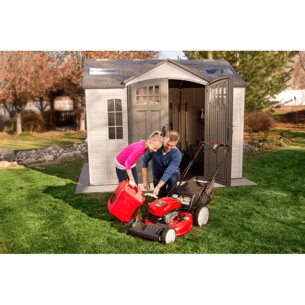 lifetime 10 ft. x 8 ft. high density polyethylene (plastic) outdoor storage shed with steel reinforced construction lifetime 10 ft. x 8 ft. high density polyethylene (plastic) outdoor storage shed with steel reinforced construction