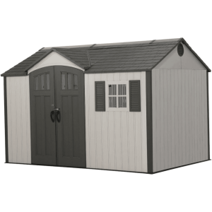 lifetime 12.5 ft. x 8 ft. high density polyethylene (plastic) outdoor storage shed with steel reinforced construction