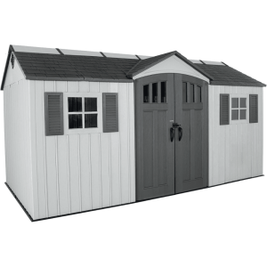 lifetime 15′ x 8′ dual entry outdoor storage shed, gray