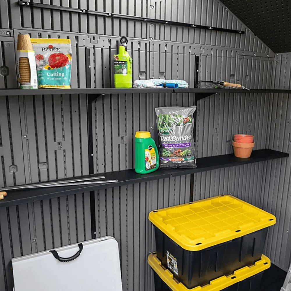 lifetime 15′ x 8′ dual entry outdoor storage shed, gray lifetime 15′ x 8′ dual entry outdoor storage shed, gray