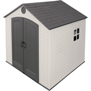 lifetime 8’ x 7.5’ outdoor storage shed, light brown
