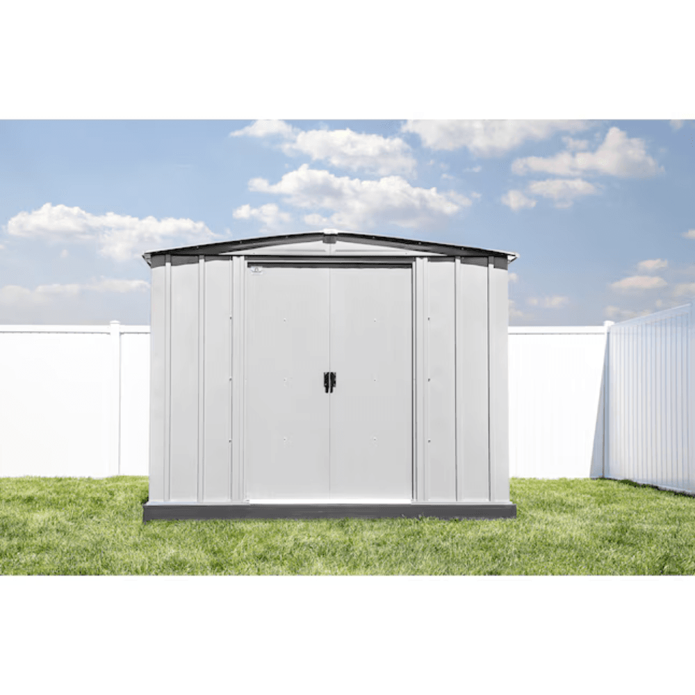 newport 8 ft. w x 6 ft. d 2 tone eggshell and coffee galvanized metal shed with sliding lockable doors (43 sq. ft.) newport 8 ft. w x 6 ft. d 2 tone eggshell and coffee galvanized metal shed with sliding lockable doors (43 sq. ft.)