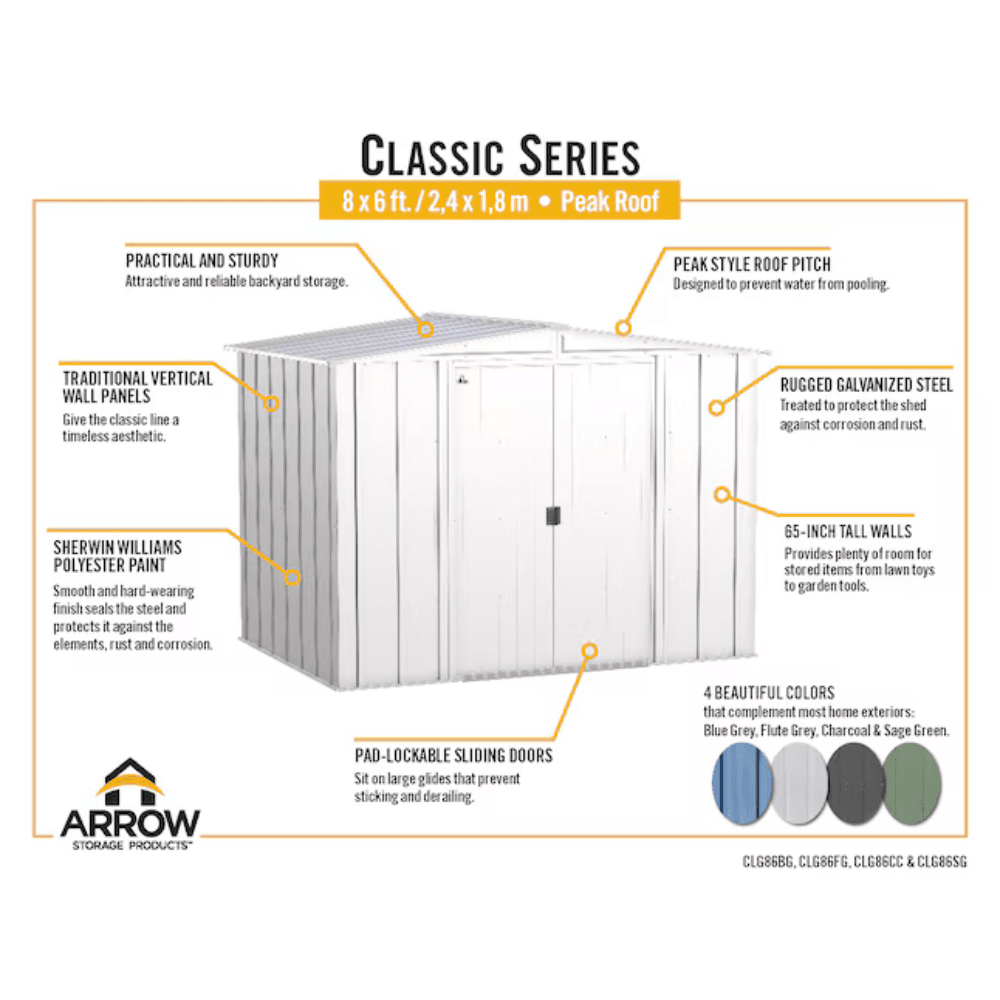 newport 8 ft. w x 6 ft. d 2 tone eggshell and coffee galvanized metal shed with sliding lockable doors (43 sq. ft.) newport 8 ft. w x 6 ft. d 2 tone eggshell and coffee galvanized metal shed with sliding lockable doors (43 sq. ft.)