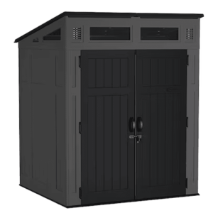 suncast 6 feet x 4 feet modernist lean to resin storage shed (floor included) in gray | bms6583t