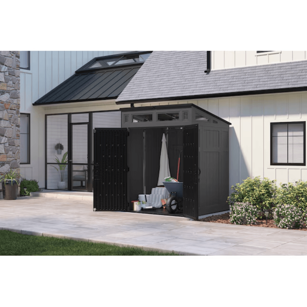 suncast 6 feet x 4 feet modernist lean to resin storage shed (floor included) in gray | bms6583t suncast 6 feet x 4 feet modernist lean to resin storage shed (floor included) in gray | bms6583t