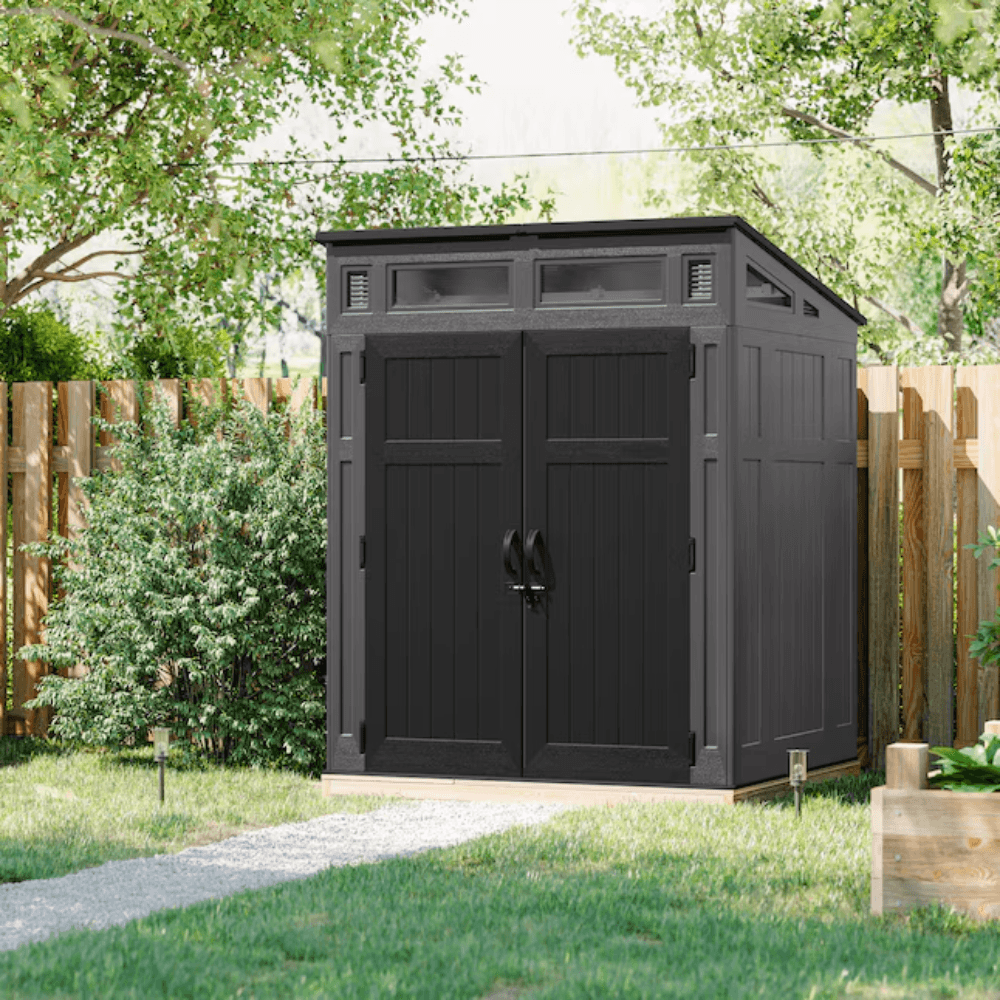 suncast 6 feet x 4 feet modernist lean to resin storage shed (floor included) in gray | bms6583t suncast 6 feet x 4 feet modernist lean to resin storage shed (floor included) in gray | bms6583t